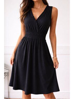 Cupio Black Ruffle Surplice Jersey Dress S Excellent Condition